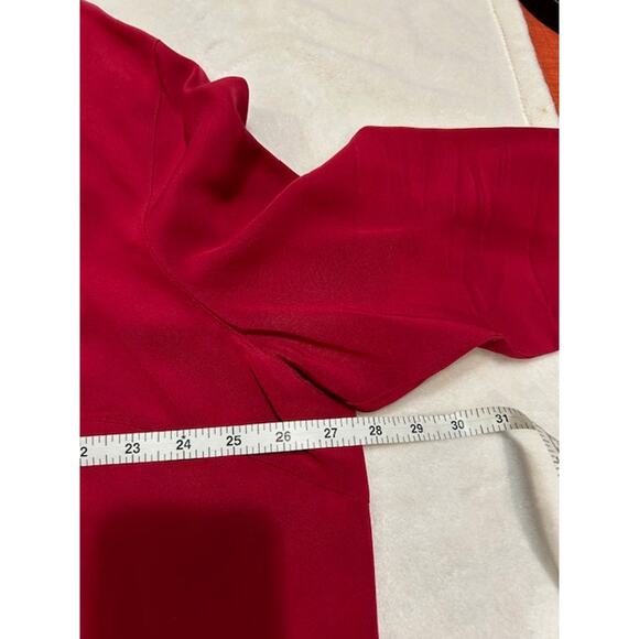 TALBOTS Deep Ruby Red Frog Button Mandarin Collar 100% Silk Elegant Woman's 22W - Picture 5 of 10